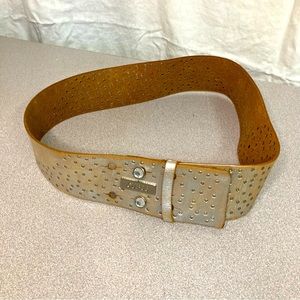 Guess Wide Metallic Silver With Rhinestones Belt